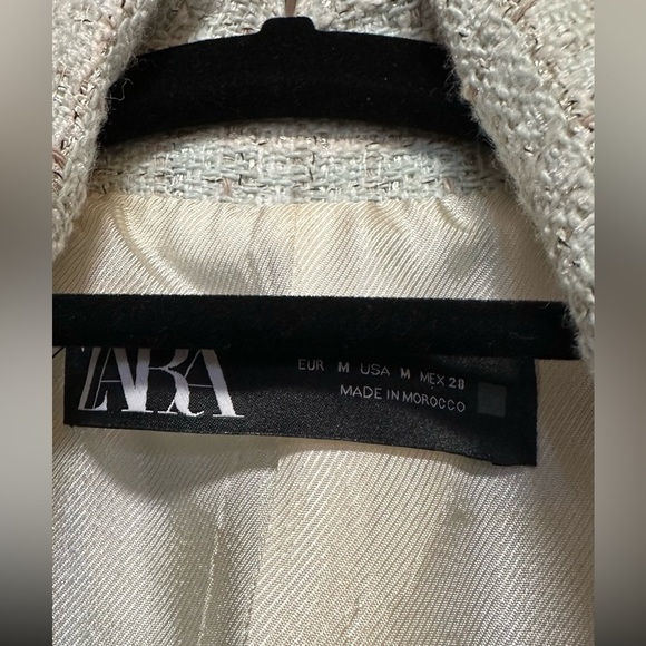 Zara Light Blue Tweed Blazer - Never worn - size M - Picture 4 of 4